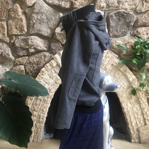 TopMan Wool Gray Full Zip Hooded Jacket Men's Size XS - Picture 2 of 10